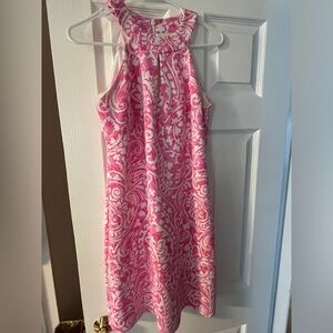 NWOT Vince Camuto Preppy Pink White Keyhole Neckline Soft Stretch Dress Size 4